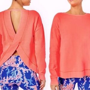 NWT Lilly Pulitzer Biscaya Pullover Sweatshirt Luxletic Sz L Cotton Coral Color